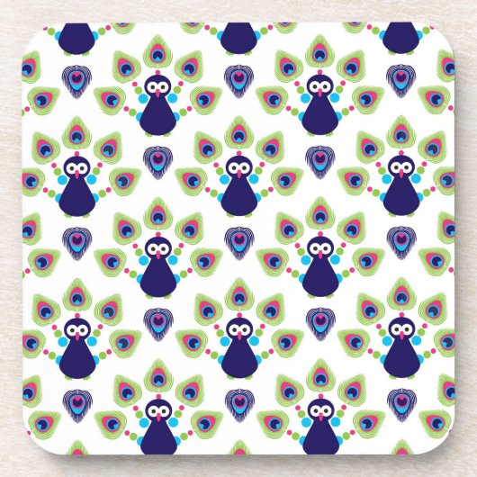 retro india exotische pauw drankjes onderzetter (Voorkant)