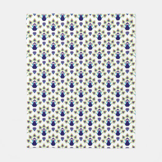 retro india exotische pauw fleece deken (Voorkant)