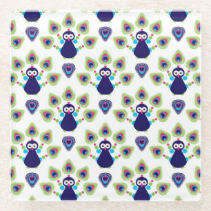 retro india exotische pauw glazen onderzetter