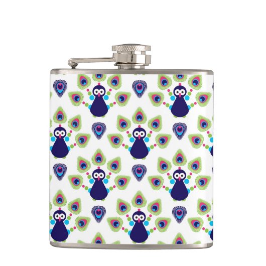 retro india exotische pauw heupfles (Voorkant)