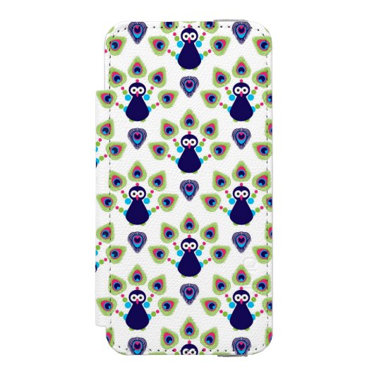 retro india exotische pauw incipio iPhone portemonnee hoesje (Voorkant Agenda)