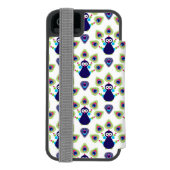 retro india exotische pauw incipio iPhone portemonnee hoesje (Agenda Achterkant)