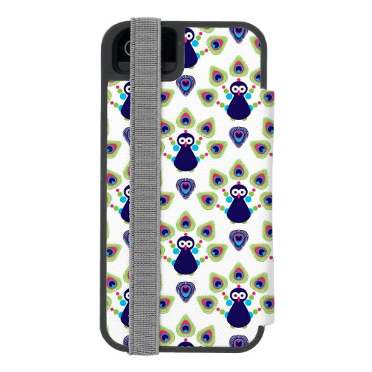 retro india exotische pauw incipio iPhone portemonnee hoesje (Agenda Achterkant)