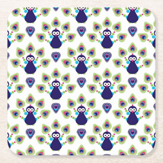 retro india exotische pauw kartonnen onderzetters (Voorkant)