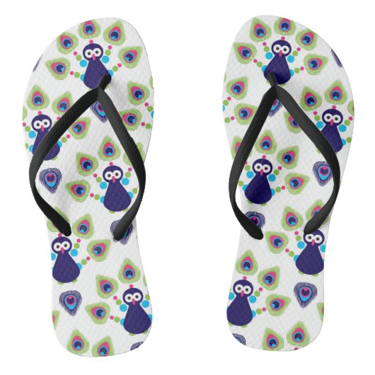 retro india exotische pauw teenslippers (Voetbed)