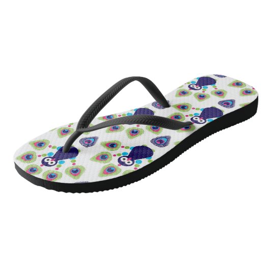 retro india exotische pauw teenslippers (Schuin)