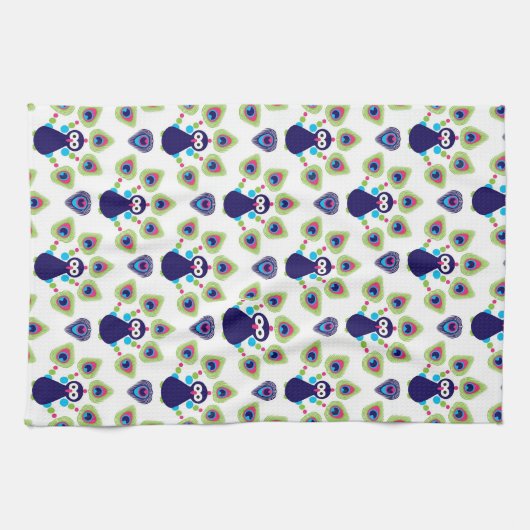 retro india exotische pauw theedoek (Horizontaal)