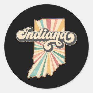 Retro Indiana kaart artwork    staatsontwerp Ronde Sticker
