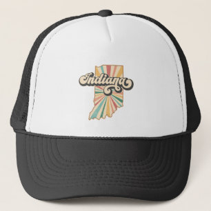 Retro Indiana kaart artwork staatsontwerp Trucker Pet