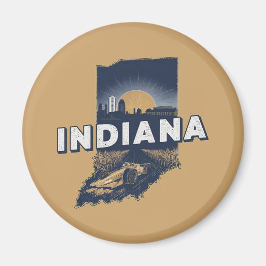 Retro Indiana Schilderachtig silhouet Magneet (Voorkant)