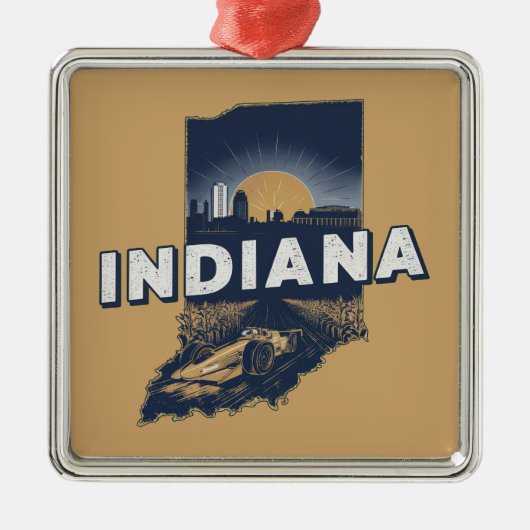 Retro Indiana Schilderachtig silhouet Metalen Ornament (Voorkant)