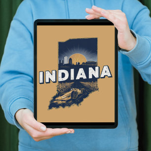 Retro Indiana Schilderachtig silhouet Poster