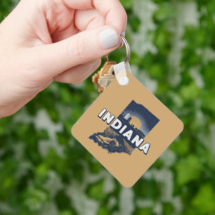 Retro Indiana Schilderachtig Silhouet Sleutelhanger