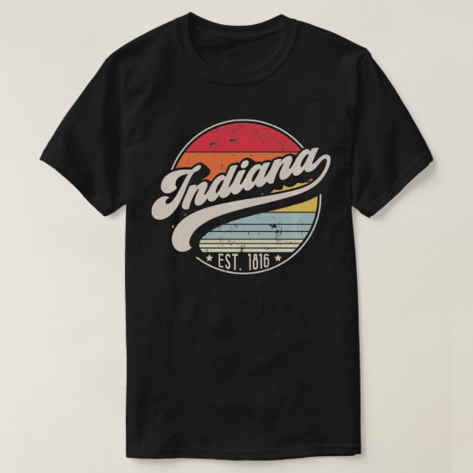 Retro Indiana Thuisstaat IN Cool 70s Stijl Zonsond T-shirt (Design voorkant)