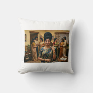 Retro Indiase mode en bouffant kapsel uit de jaren Kussen