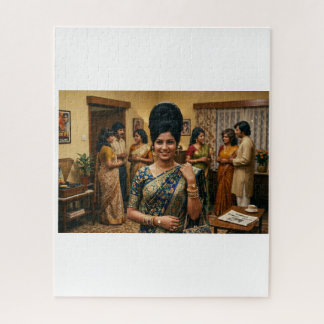 Retro Indiase mode en bouffant kapsel uit de jaren Legpuzzel