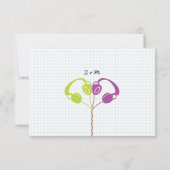 Retro Indie Mixtape Bruiloft Paars & Lime RSVP Kaartje (Achterkant)