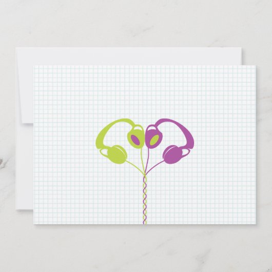 Retro Indie Mixtape Bruiloft (Paars/Lime) Save The Date (Achterkant)