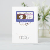 Retro Indie Mixtape Bruiloft (Paarse/Blauw) RSVP Kaartje (Staand voorkant)