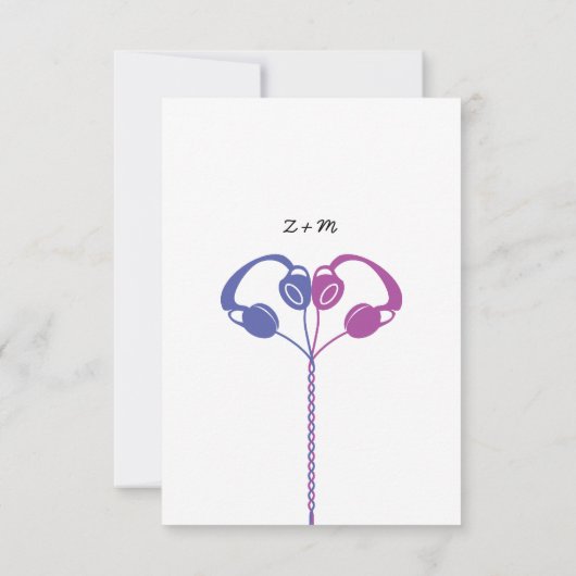 Retro Indie Mixtape Bruiloft (Paarse/Blauw) RSVP Kaartje (Achterkant)