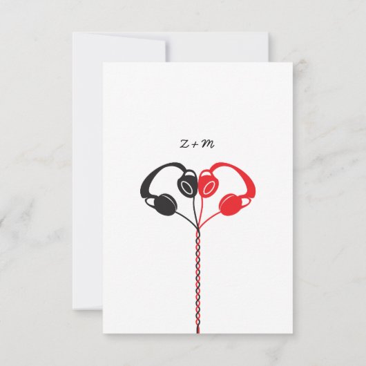 Retro Indie Mixtape Bruiloft Rood, Zwart & Wit RSVP Kaartje (Achterkant)