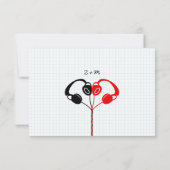 Retro Indie Mixtape Bruiloft Rood, Zwart & Wit RSVP Kaartje (Achterkant)