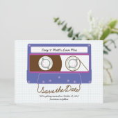 Retro Indie Mixtape Paars / Blauw Save the Date (Staand voorkant)