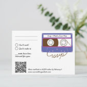 Retro Indie Mixtape Wedding Paarse & Indigo RSVP Kaartje (Staand voorkant)