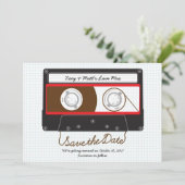 Retro Indiemixtape bruiloft rood, zwart en wit Save The Date (Staand voorkant)