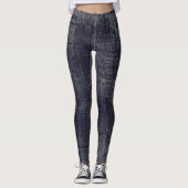 Retro Indigo Grijs Artistieke Textuur Leggings (Voorkant)