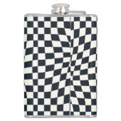 Retro Indigo wit geruit gepersonaliseerd Heupfles (Achterkant)