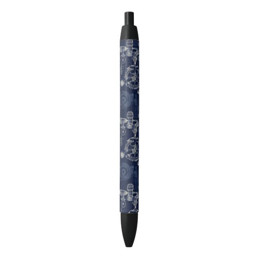 Retro Industriële Blauwe Print Engineering Zwarte Inkt Pen (Voorkant Verticaal)