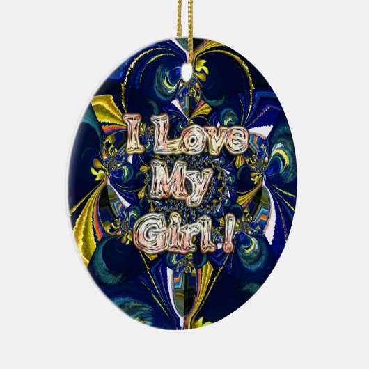 Retro Infinity Ik hou van mijn meisje Keramisch Ornament (Rechts)