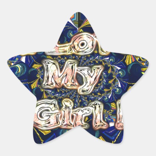 Retro Infinity Ik hou van mijn meisje Ster Sticker (Voorkant)