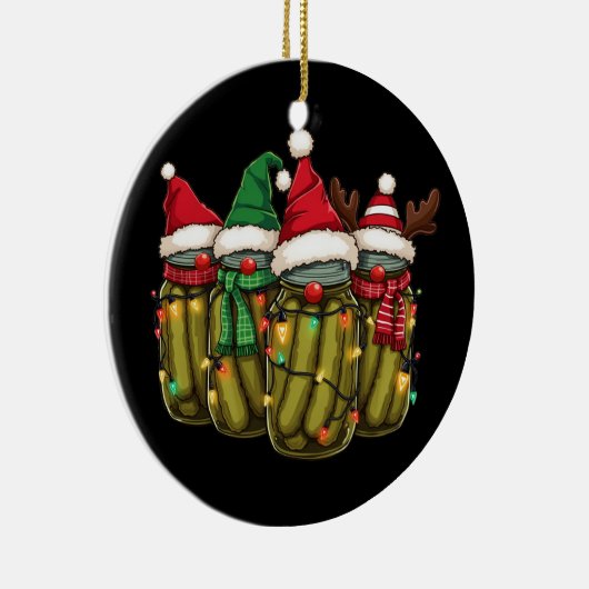 Retro Ingeblikte augurken Kerst Licht Zelfgemaakte Keramisch Ornament (Rechts)