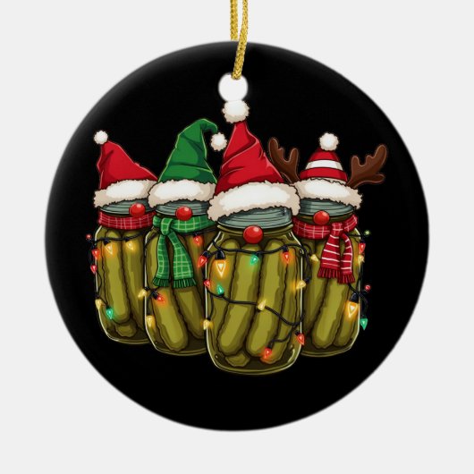 Retro Ingeblikte augurken Kerst Licht Zelfgemaakte Keramisch Ornament (Voorkant)