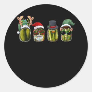 Retro Ingeblikte augurken Kerstmis Santa Hoed Rend Ronde Sticker