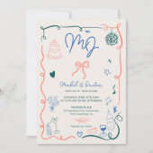 Retro initialen handgetekende geïllustreerde foto  kaart (Voorkant)