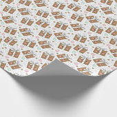 Retro Ink Sketch Happy Gift Boxes Dark Pattern Cadeaupapier (Hoek)