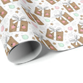 Retro Ink Sketch Happy Gift Boxes Dark Pattern Cadeaupapier (Rol Hoek)