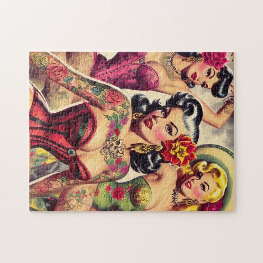 Retro Inked Meisjes Legpuzzel (Horizontaal)