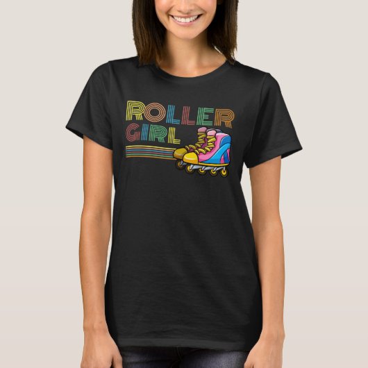 Retro Inline Skater Girl Roller Schaatsen Lover T-shirt (Voorkant)