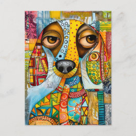 retro-inspired pop-art dog face with vibrant shade briefkaart