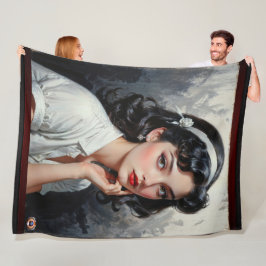 Retro Inspired Portrait of Thoughtful Young Woman Fleece Deken