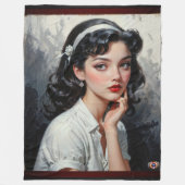 Retro Inspired Portrait of Thoughtful Young Woman Fleece Deken (Voorkant)