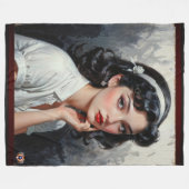 Retro Inspired Portrait of Thoughtful Young Woman Fleece Deken (Voorkant (Horizontaal))