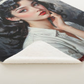 Retro Inspired Portrait of Thoughtful Young Woman Sherpa Deken (3/4)