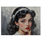 Retro Inspired Portrait of Thoughtful Young Woman Snijplank (Voorkant)