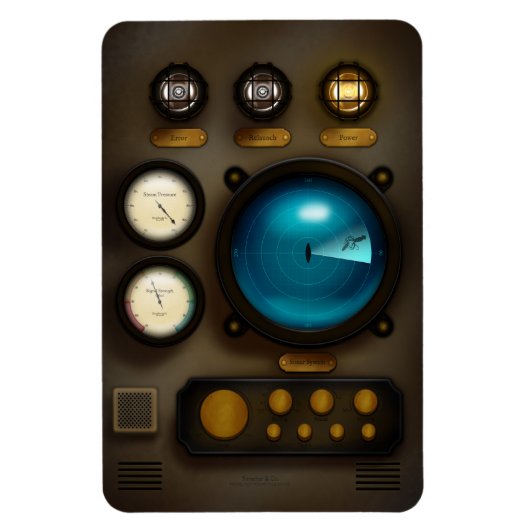 Retro-Inspired Ship Sonar Control Panel Steampunk Magneet (Verticaal)