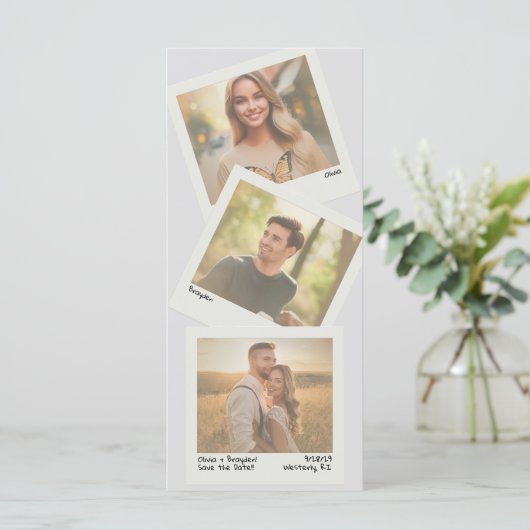 Retro Instant Camera 3 Foto QR De datum opslaan (Staand voorkant)